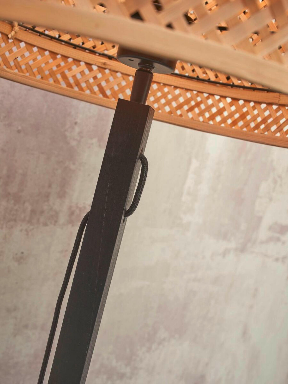 STEHLEUCHTE 25/130 cm    - Schwarz/Naturfarben, Trend, Holz (25/130cm) - Good & Mojo