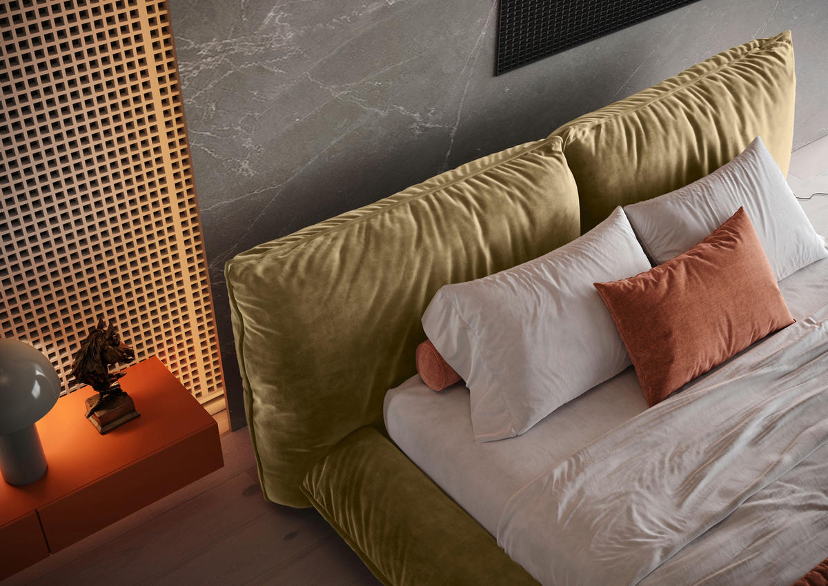 POLSTERBETT 200/200 cm,  in Goldbraun,  - Goldbraun/Schwarz, Design, Textil/Metall (200/200cm) - Belluti