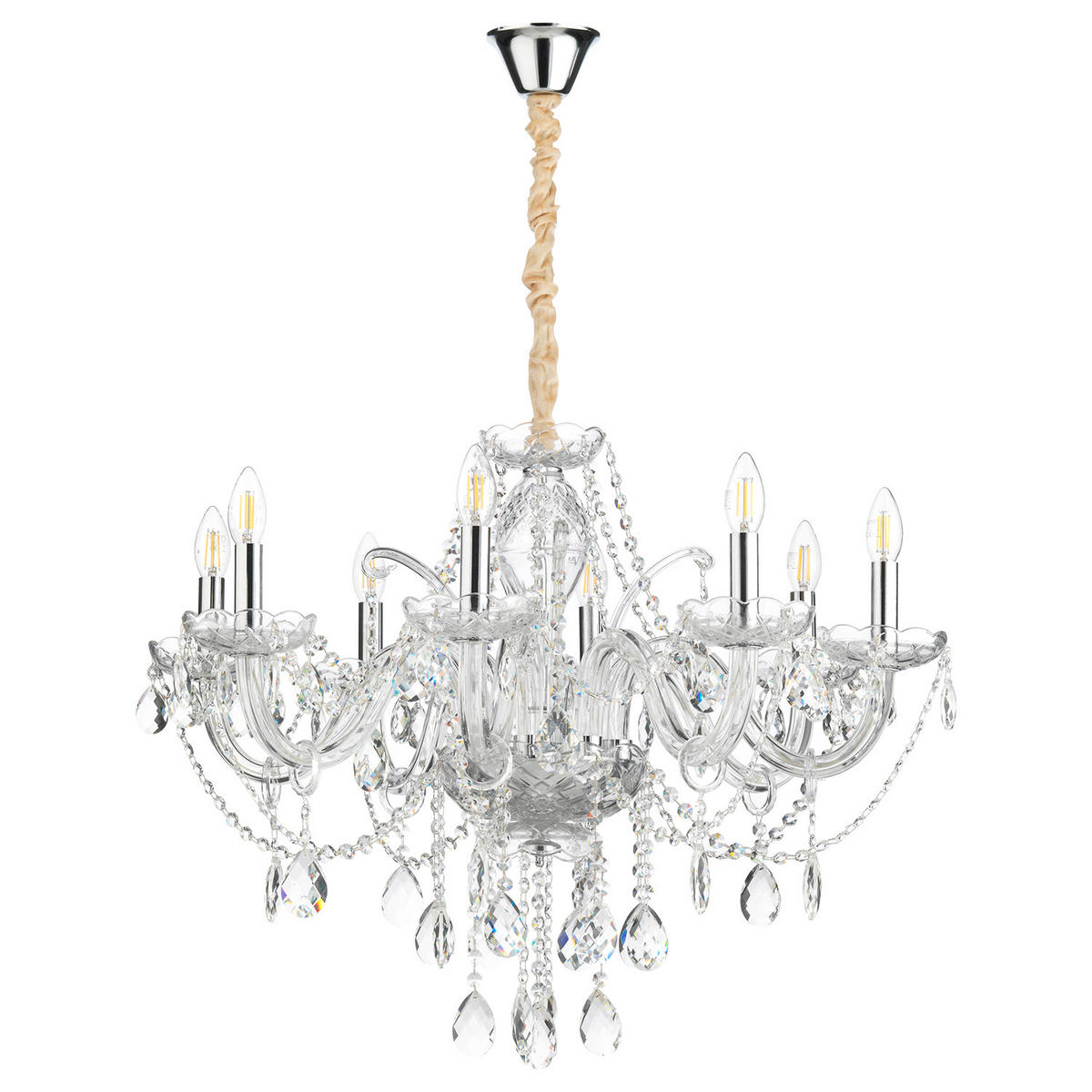 KRISTALL-HÄNGELEUCHTE 75/100 cm   - Chromfarben/Transparent, KONVENTIONELL, Glas/Metall (75/100cm)