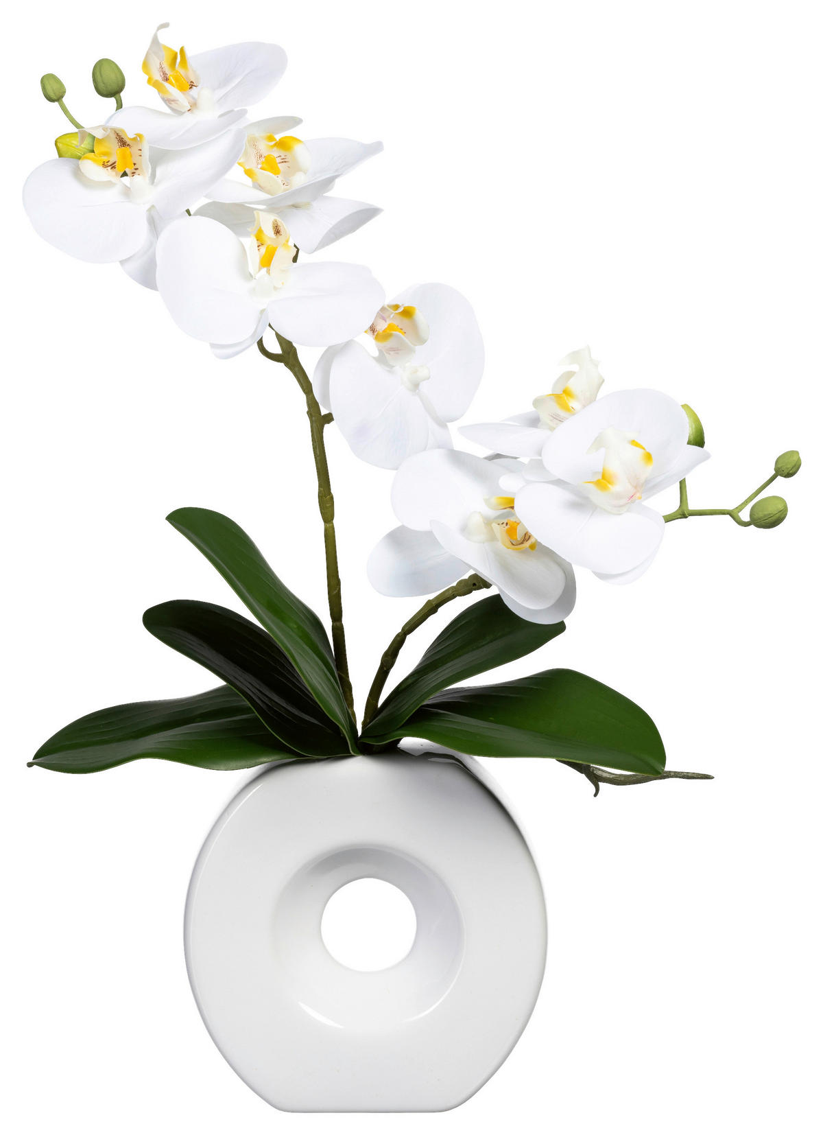 KUNSTPFLANZE Orchidee 35 cm  - Weiß/Grün, Design, Keramik/Kunststoff (35cm) - P & B