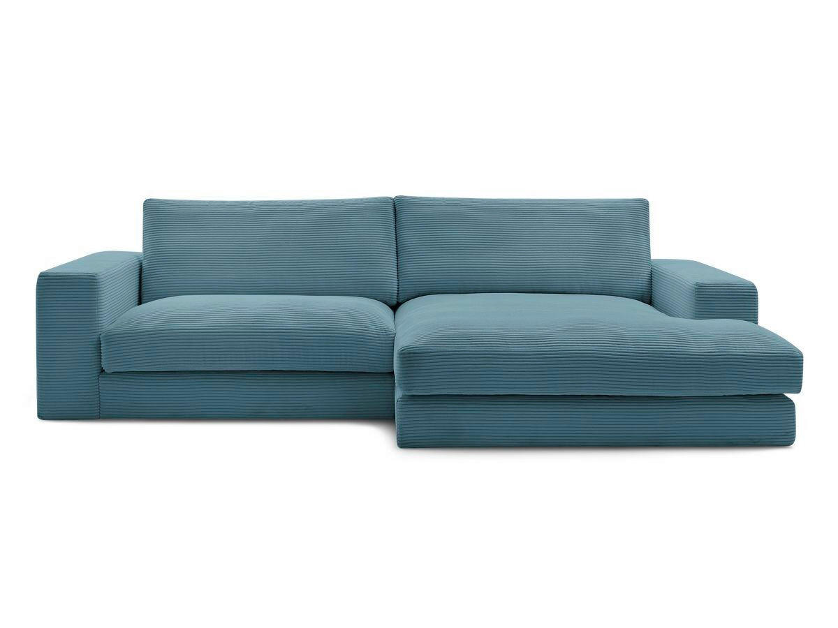 ECKSOFA  LEONARD Hellblau Cord  - Schwarz/Hellblau, MODERN, Kunststoff/Textil (274/159cm)