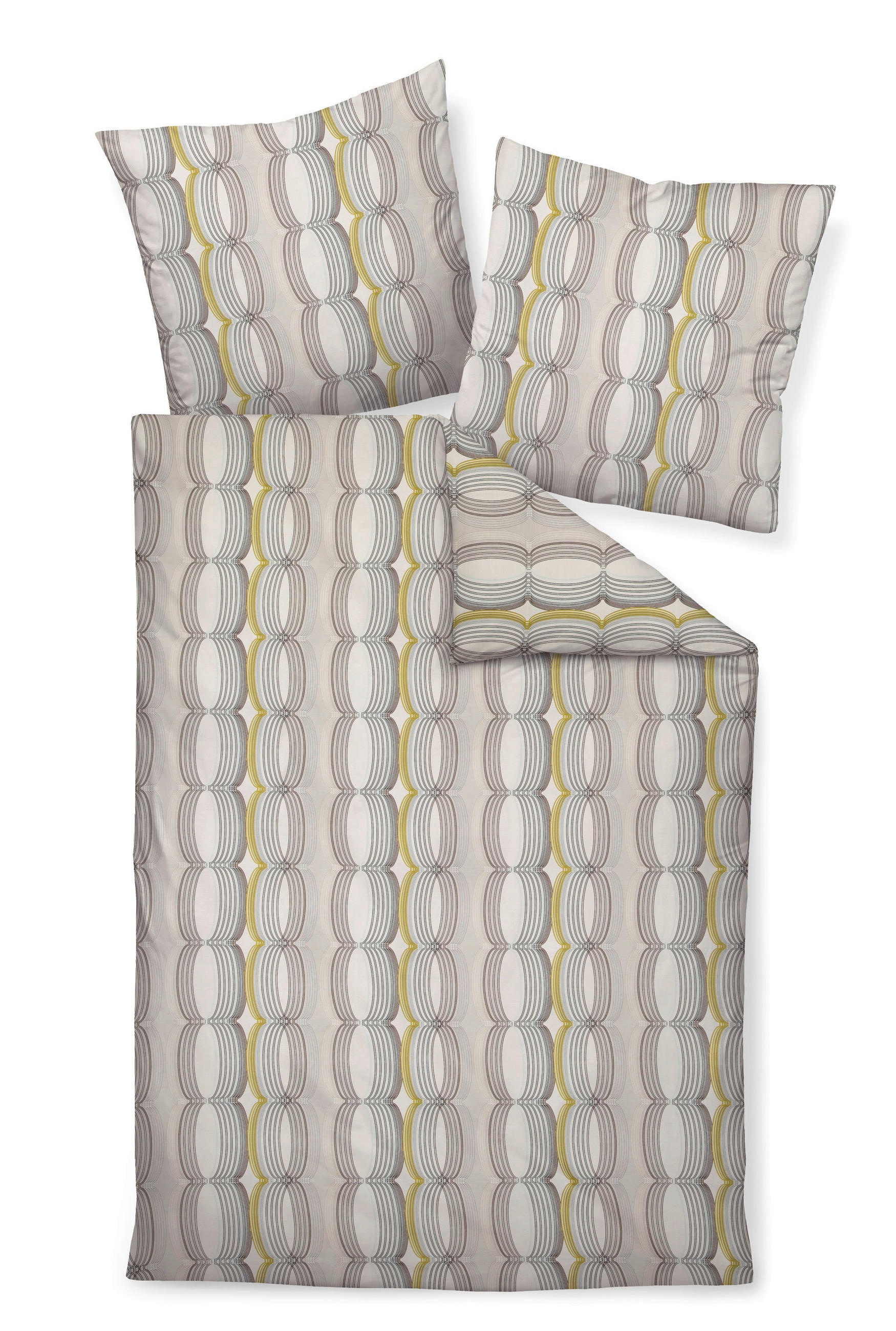 BETTWÄSCHE MOMENTS Makosatin 135/200 cm  - Taupe/Gelb, Basics, Textil (135/200cm) - Janine