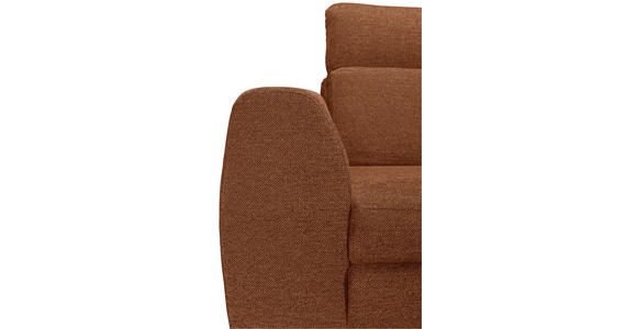 ECKSOFA Cognac Chenille  inkl. Zierkissen, Bettkasten, Schlaffunktion, Rücken echt, Kopfteilverstellung, Liegefläche im Originalstoff  - Cognac/Schwarz, KONVENTIONELL, Textil/Metall (266/185cm) - Carryhome