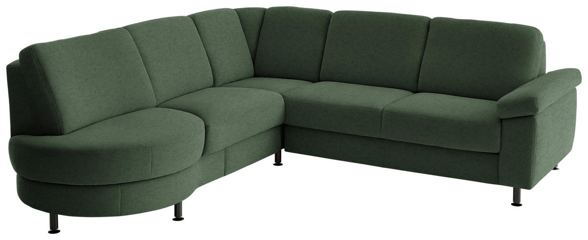 ECKSOFA  in Flachgewebe Waldgrün  252/248 cm  - Waldgrün/Schwarz, KONVENTIONELL, Textil/Metall (252/248cm) - Beldomo Comfort