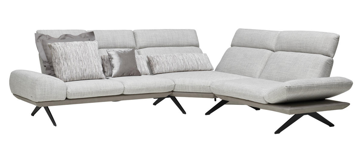 ECKSOFA in Flachgewebe Hellgrau  - Dunkelgrau/Hellgrau, Design, Textil/Metall (239/270cm) - Koinor