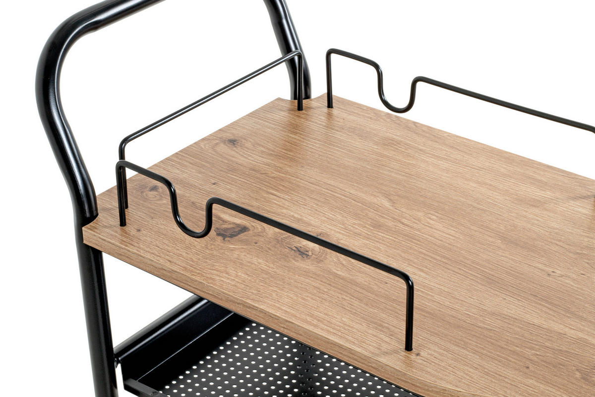 SERVÍROVACÍ VOZÍK, černá, barvy dubu, 65/35/83 cm - černá/barvy dubu, Design, kov/kompozitní dřevo (65/35/83cm)