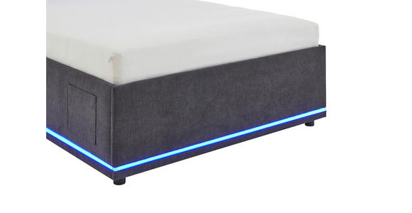 POLSTERBETT 140/200 cm,  in Graphitfarben, Beleuchtung,  - Graphitfarben, Design, Kunststoff/Textil (140/200cm) - Xora