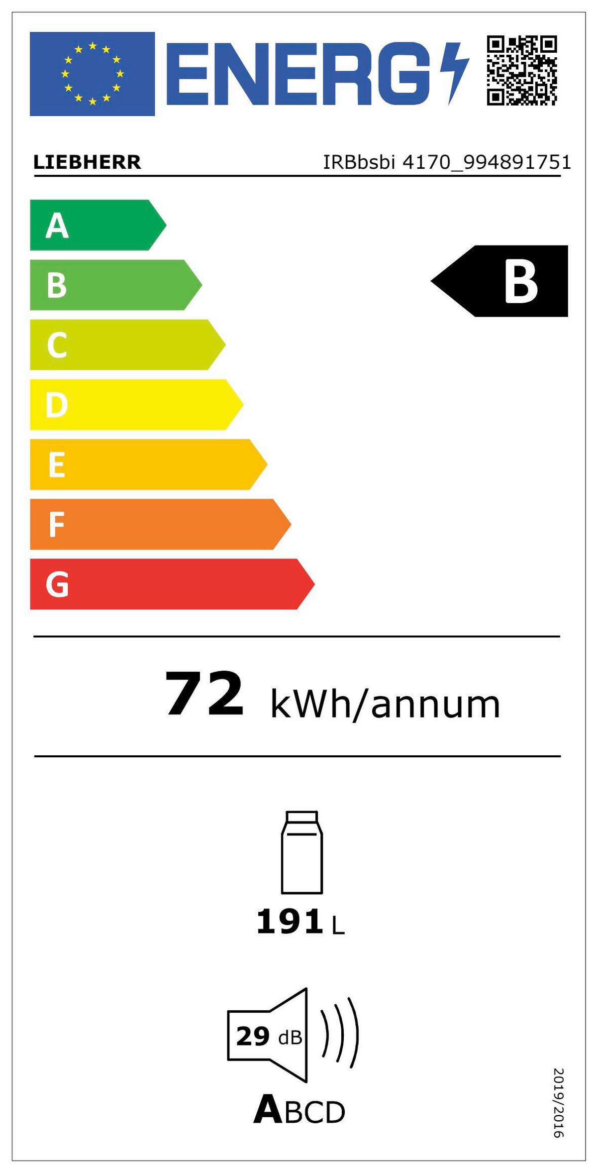 KÜHLSCHRANK 56/121,3/55 cm IRBBSBI4170  - Weiß/Grau, Basics, Glas/Kunststoff (56/121,3/55cm) - Liebherr