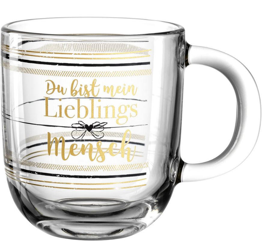 TASSE 400 ml - Klar/Goldfarben, Trend, Glas (400ml) - Leonardo