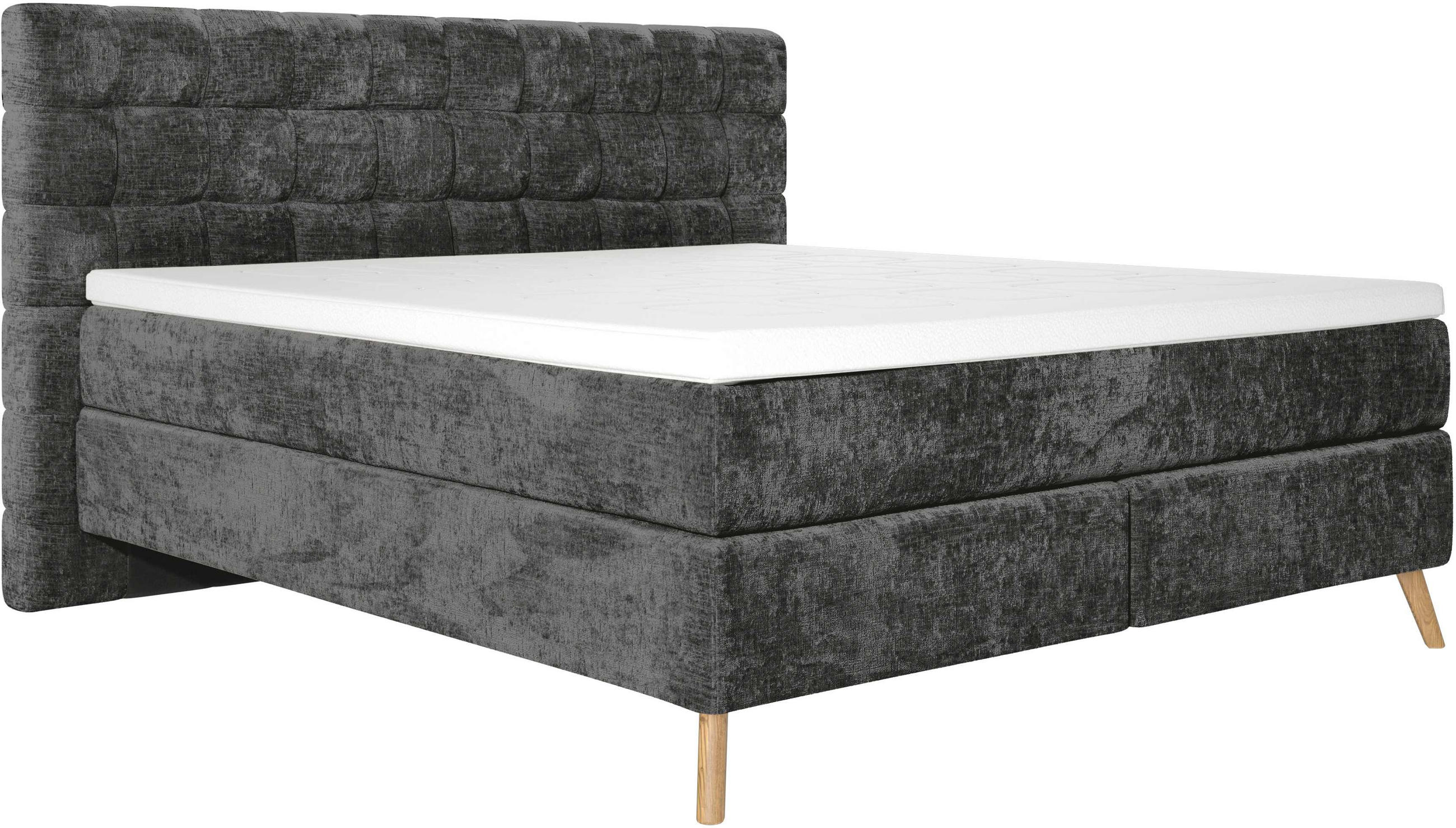 BOXSPRINGBETT 180/200 cm  in Schwarz  - Eichefarben/Schwarz, Design, Holz/Textil (180/200cm) - Esposa
