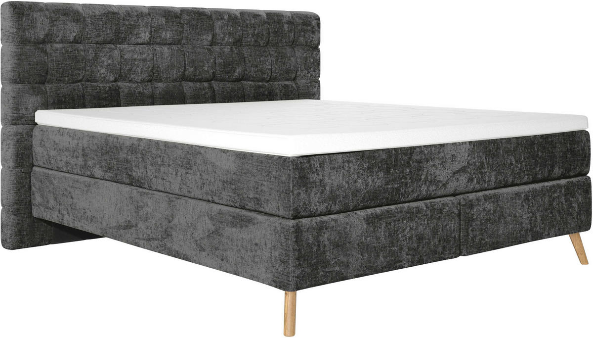 BOXSPRINGBETT 160/200 cm  in Schwarz  - Eichefarben/Schwarz, Design, Holz/Textil (160/200cm) - Esposa