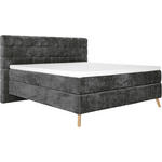 BOXSPRINGBETT 180/200 cm  in Schwarz  - Eichefarben/Schwarz, Design, Holz/Textil (180/200cm) - Esposa