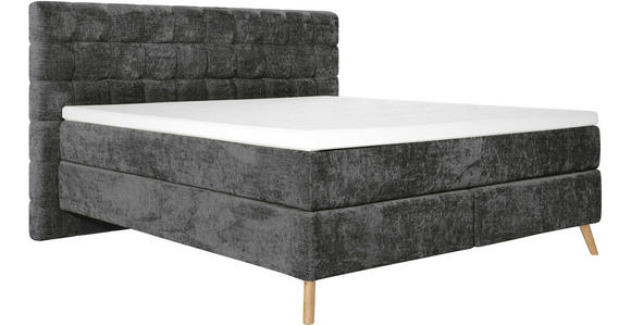 BOXSPRINGBETT 180/200 cm  in Schwarz  - Eichefarben/Schwarz, Design, Holz/Textil (180/200cm) - Esposa