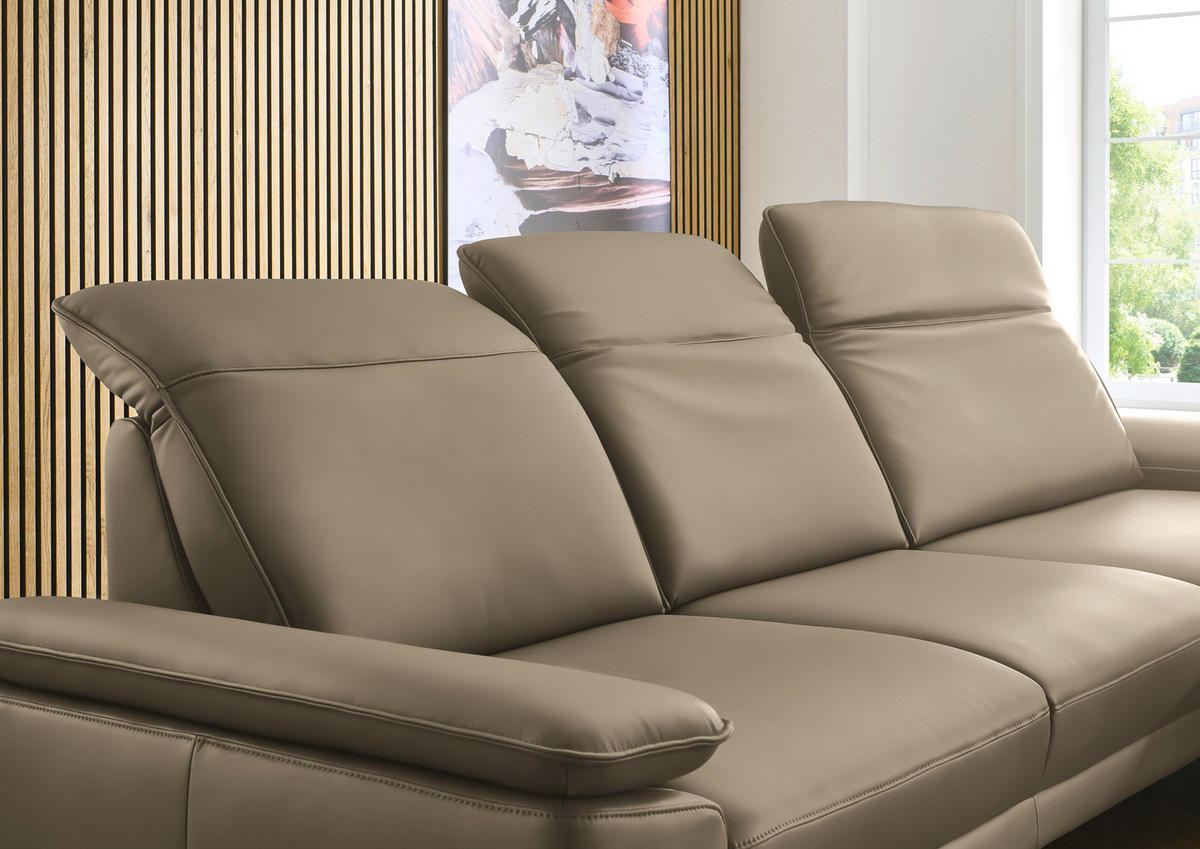ECKSOFA in Echtleder Hellbraun  332/193 cm  - Hellbraun/Schwarz, Design, Leder/Metall (332/193cm) - Dieter Knoll