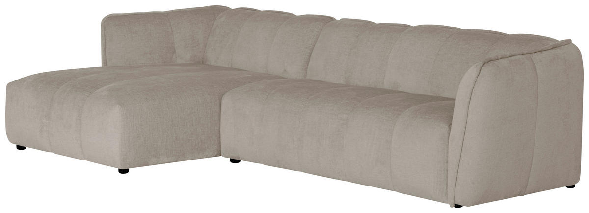 ECKSOFA LIVOLI in Chenille Creme  246/160 cm  - Creme/Schwarz, Design, Textil (246/160cm) - MID.YOU