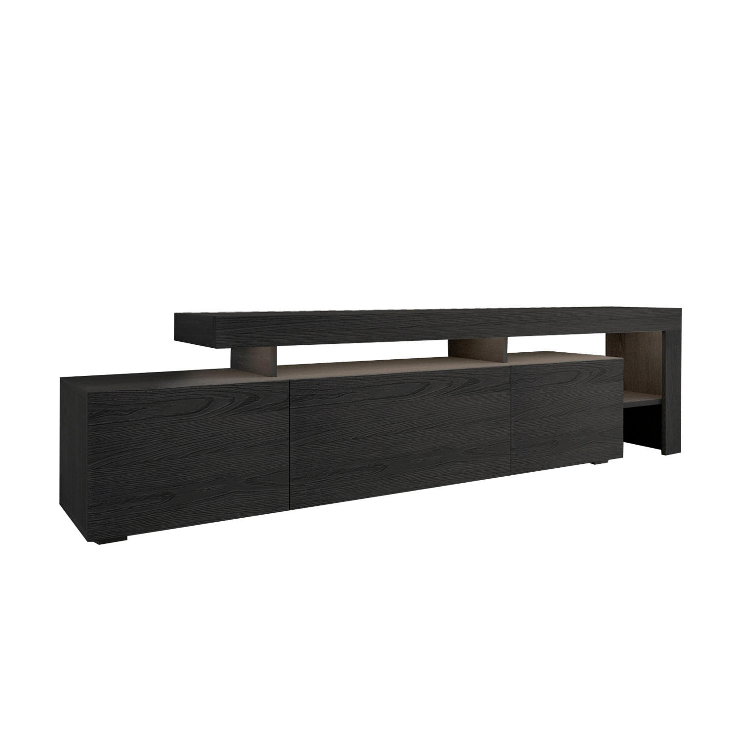 LOWBOARD Beliz TV-Schrank  in 192/53/37 cm  - Schwarz, Design, Holzwerkstoff (192/53/37cm) - Livetastic