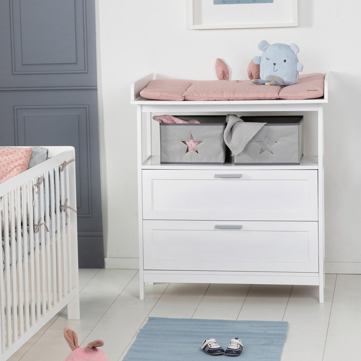 WICKELKOMMODE roba Hamburg Weiß  - Silberfarben/Weiß, Basics, Holzwerkstoff (87/100/75/40cm) - Roba