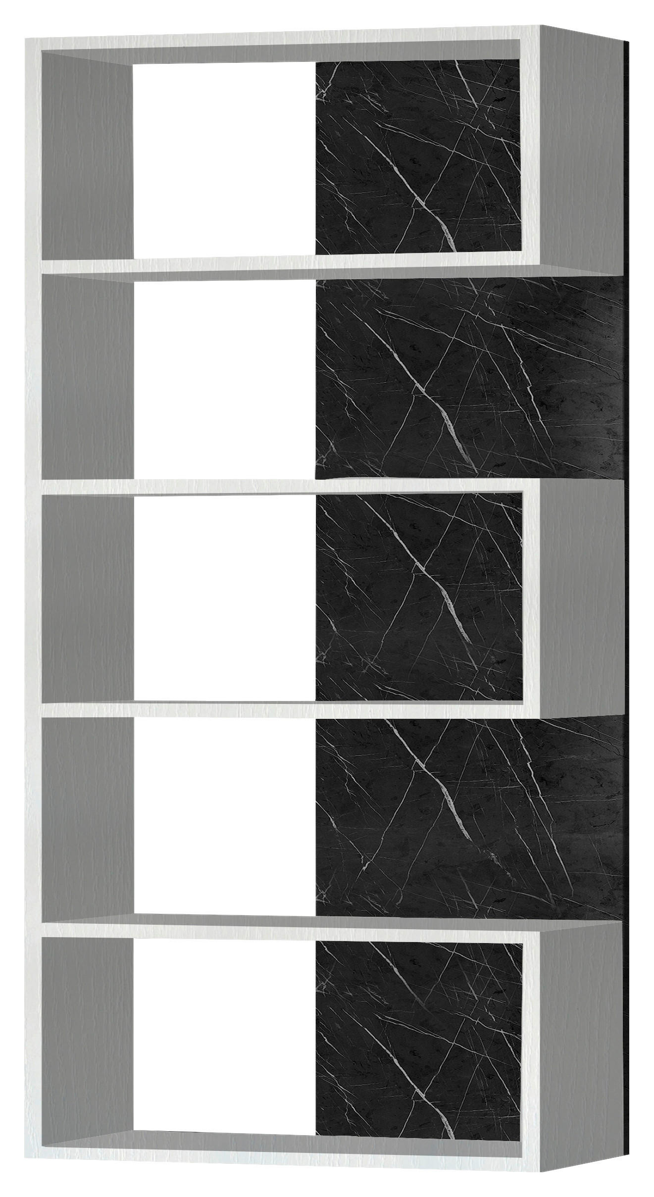 Etajeră, 197/12/26 cm, negru, alb,  - alb/negru, Modern, material pe bază de lemn (197/12/26cm) - Carryhome