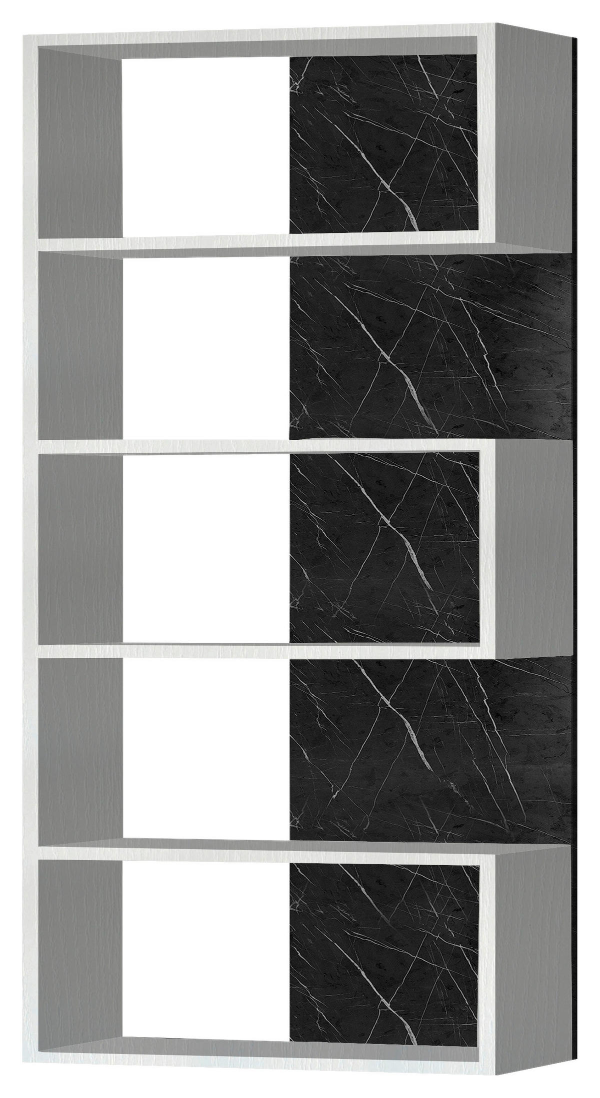 Etajeră, 197/12/26 cm, negru, alb,  - alb/negru, Modern, material pe bază de lemn (197/12/26cm) - Carryhome