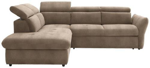 ECKSOFA in Mikrofaser Hellbraun  224/254 cm  - Hellbraun/Schwarz, Design, Kunststoff/Textil (224/254cm) - Stylife