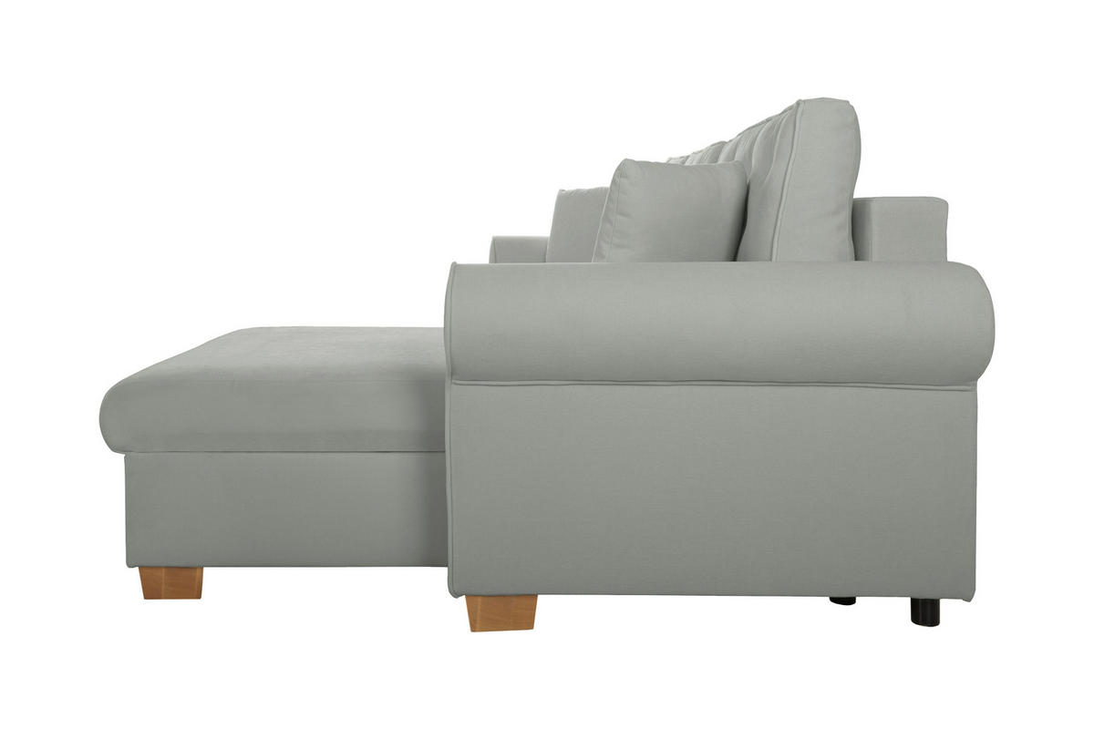 ECKSOFA in Dunkelgrau  - Dunkelgrau/Buchefarben, Design, Holz/Textil (266/161cm) - MID.YOU