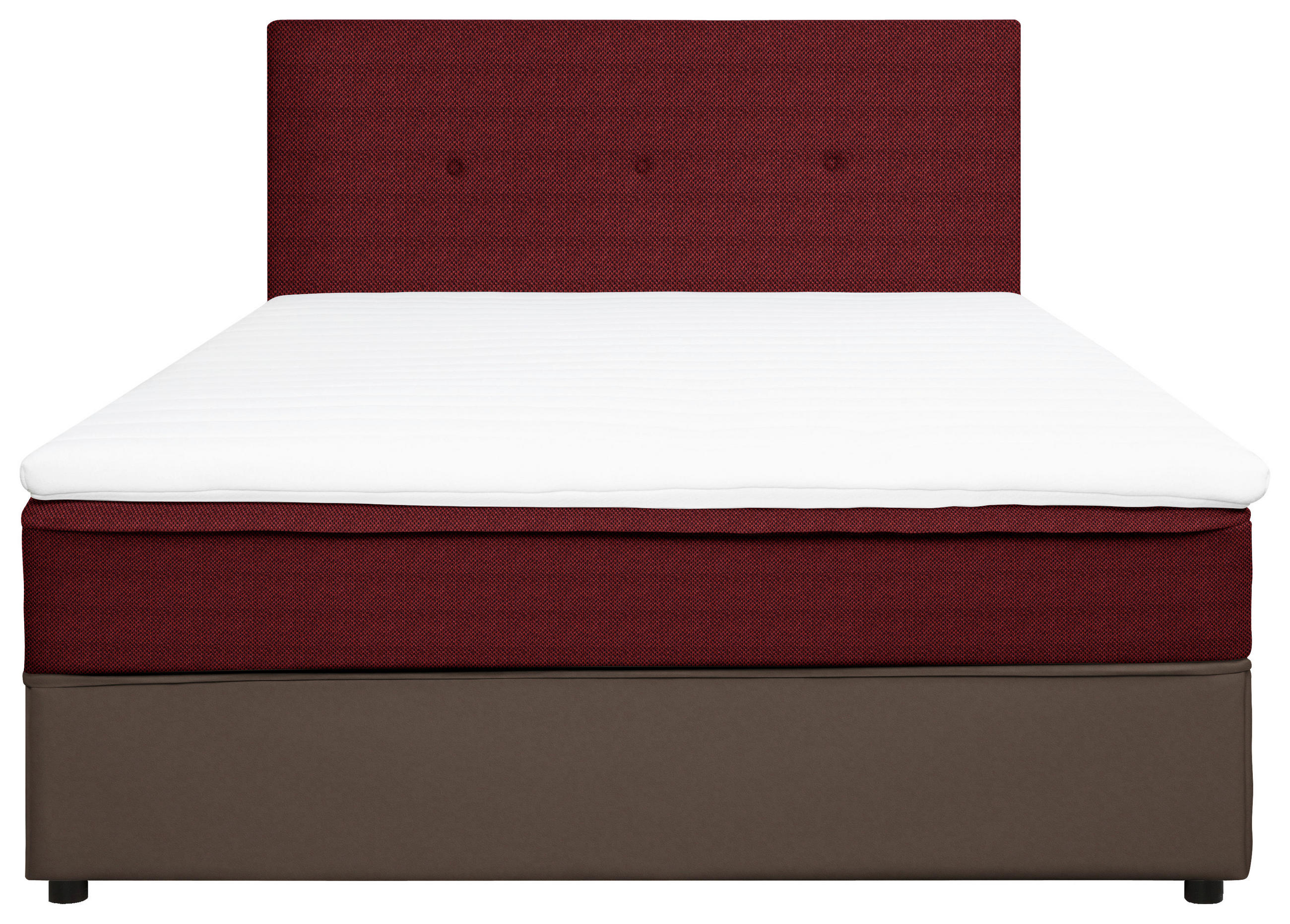 Thumbnail - Boxxx Boxbett, Grau, Rot, Textil, H2, Höhe ca. 19 cm, 140x200 cm, gepolstertes Kopfteil, Stoffauswahl, Topper durchgehen...