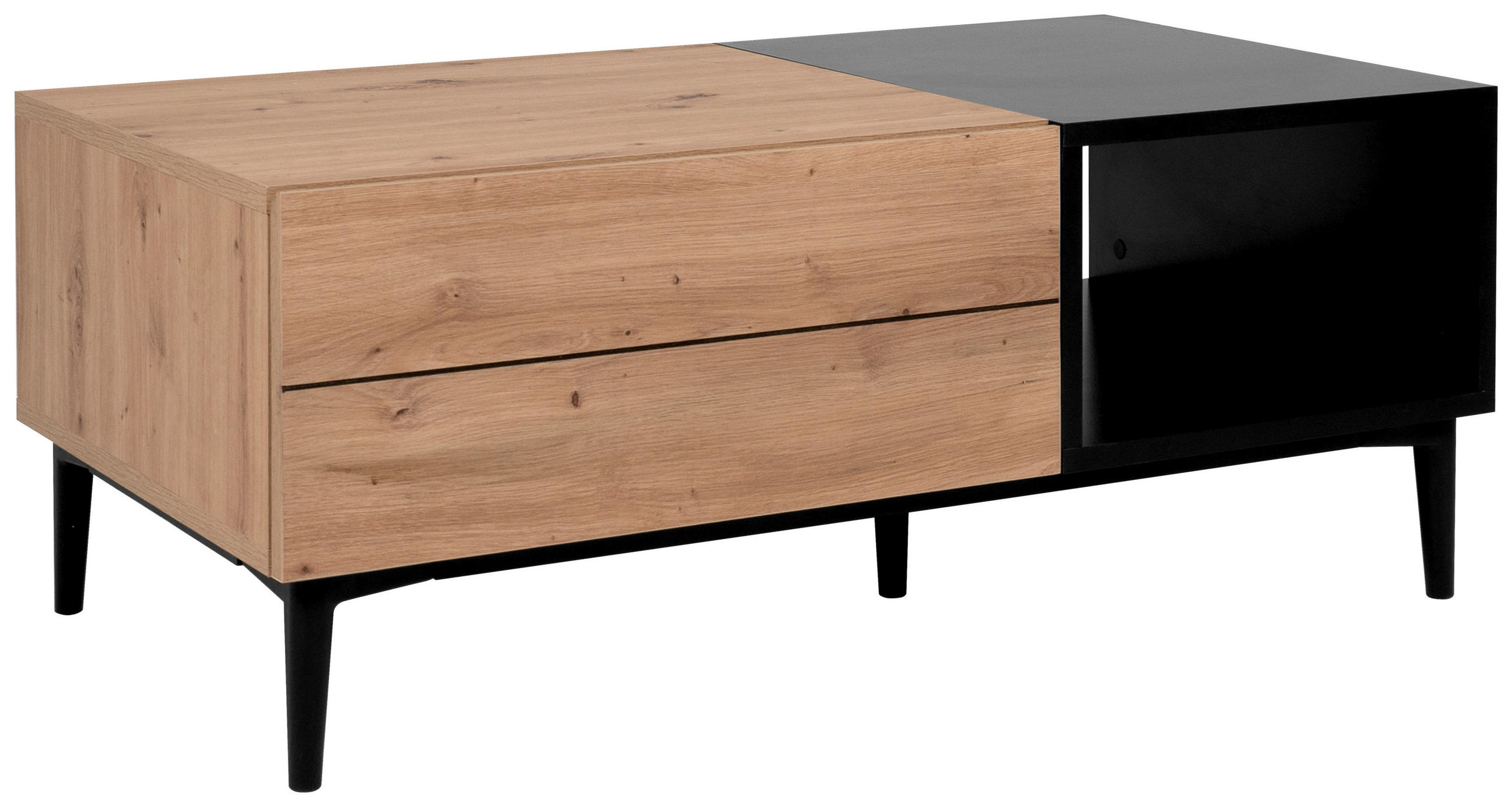 COUCHTISCH Holzwerkstoff 100/55/40 cm  - Eichefarben/Schwarz, Konventionell, Holzwerkstoff/Kunststoff (100/55/40cm) - MID.YOU