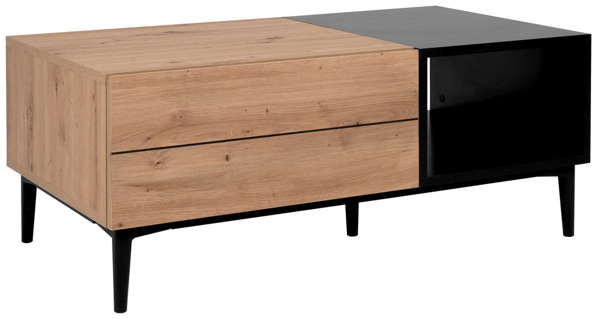 COUCHTISCH Holzwerkstoff 100/55/40 cm  - Eichefarben/Schwarz, Konventionell, Holzwerkstoff/Kunststoff (100/55/40cm) - MID.YOU