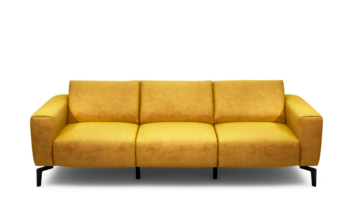 3-SITZER-SOFA Samt Gelb  - Gelb/Schwarz, Design, Textil/Metall (250/86/86-94cm) - SENSOO