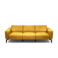3-SITZER-SOFA in Samt Gelb  - Gelb/Schwarz, Design, Textil/Metall (250/86/86-94cm) - SENSOO