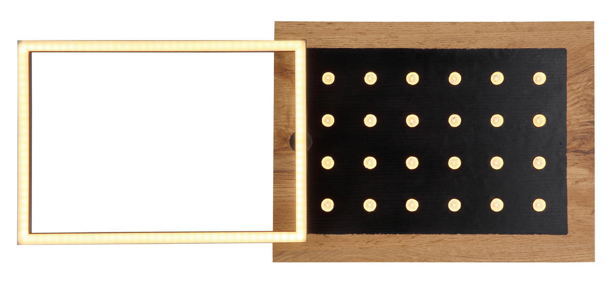 LED-DECKENLEUCHTE 24 W    63,5/27/8,5 cm  - Dunkelbraun/Opal, Natur, Holzwerkstoff/Kunststoff (63,5/27/8,5cm) - Globo