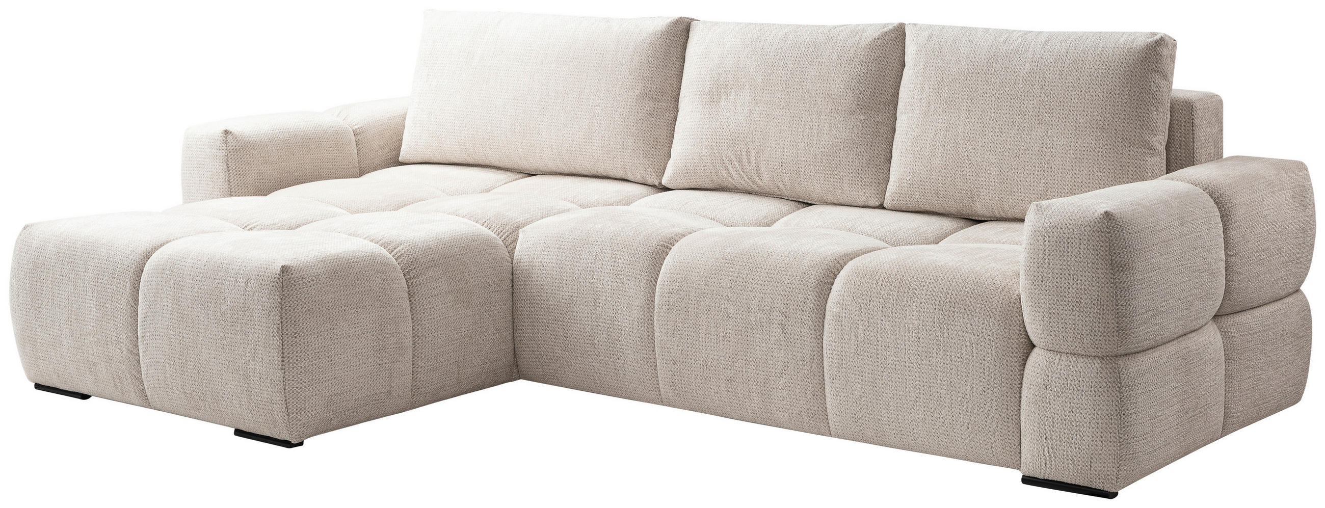 ECKSOFA Kaschmir  - Kaschmir/Schwarz, Design, Textil/Metall (173/299cm) - Stylife