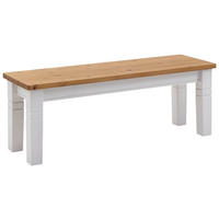SITZBANK 130/46/40 cm Weiß, Laugenfarbig Kiefer massiv  - Laugenfarbig/Weiß, ROMANTIK / LANDHAUS, Holz (130/46/40cm) - Boxxx