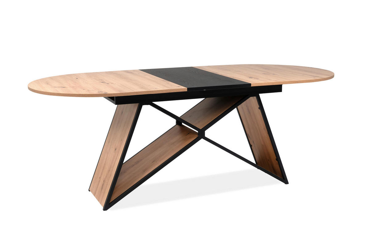 ESSTISCH - Schwarz/Eiche Artisan, MODERN, Holzwerkstoff/Metall (160-200/90/76cm) - MID.YOU