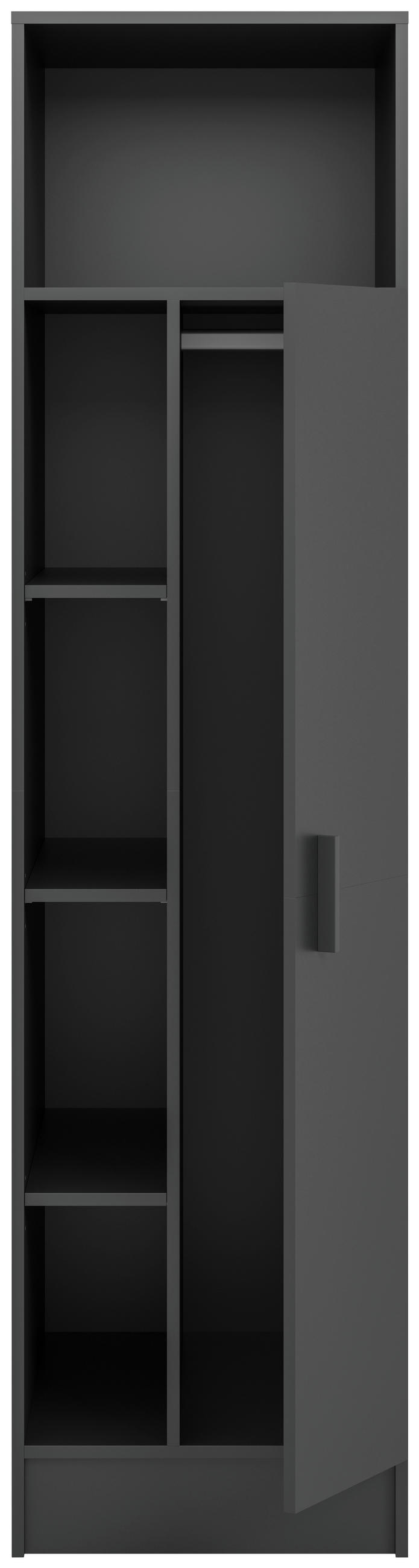 HOCHSCHRANK 50/195/68 cm  - Anthrazit/Schwarz, Basics, Holzwerkstoff/Kunststoff (50/195/68cm) - MID.YOU