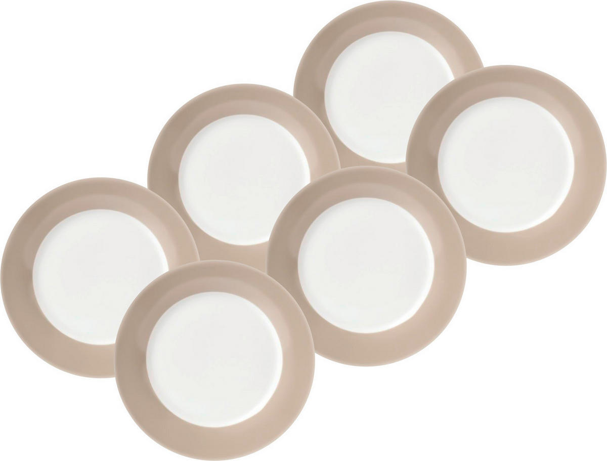 SPEISETELLERSET VARIO 6-teilig  - Taupe/Weiß, Basics, Keramik (26,5cm) - Van Well