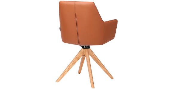 ARMLEHNSTUHL in Echtleder pigmentiert - Eichefarben/Cognac, KONVENTIONELL, Leder/Holz (59,5/87,5/63cm) - Novel