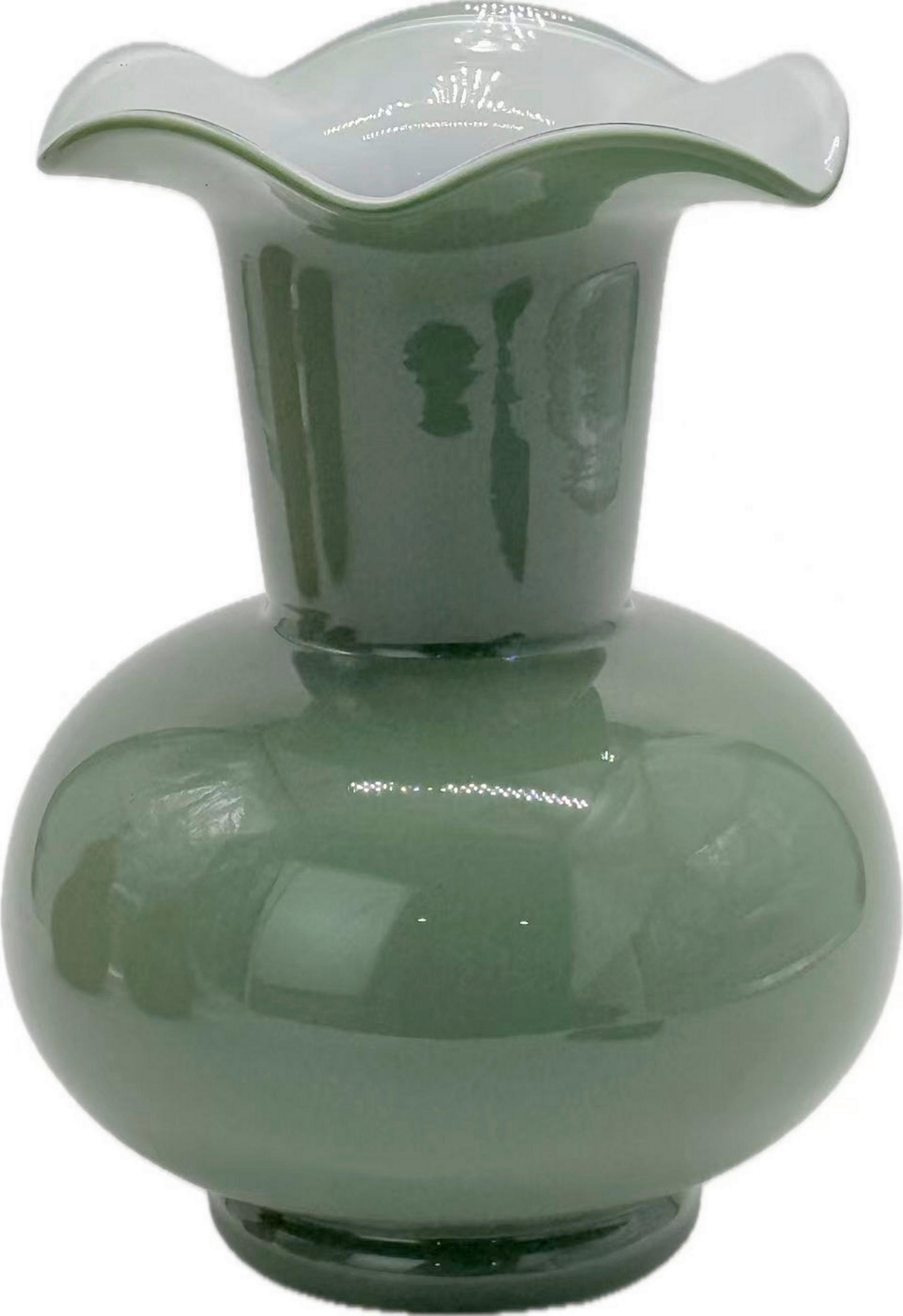 VASE 22.5 cm  - Weiß/Graugrün, Basics, Glas (17,5/22,5cm)