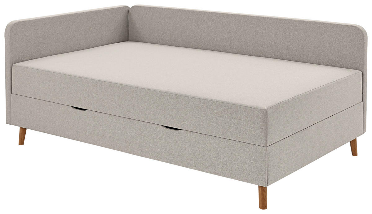 LIEGE Flachgewebe Taupe  - Taupe/Eichefarben, Design, Holz/Textil (90/200cm) - home24