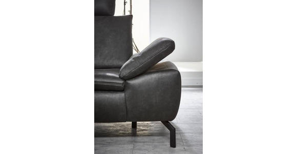 ECKSOFA in Mikrofaser Anthrazit - Anthrazit/Schwarz, Design, Textil/Metall (181/341cm) - Dieter Knoll