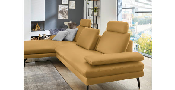 ECKSOFA Beldomo Premium in Echtleder Gelb  180/310 cm  - Gelb/Schwarz, Design, Leder/Metall (180/310cm) - Dieter Knoll
