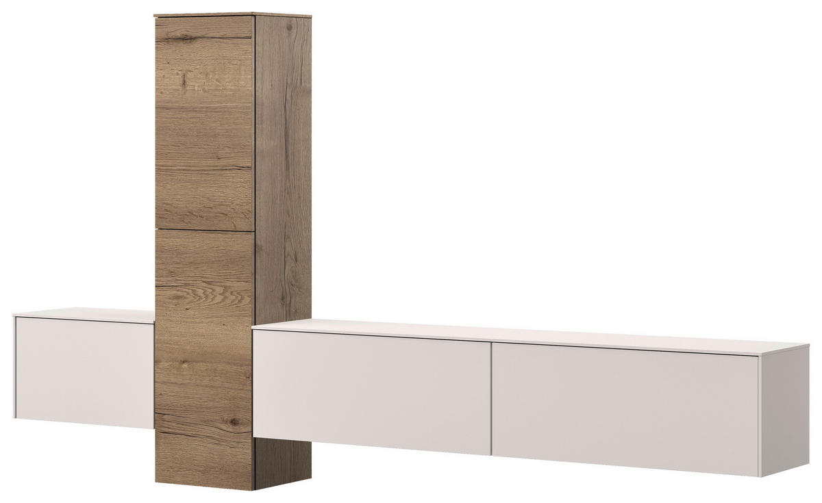 WOHNWAND  in Eichefarben, Hellgrau  282/160/37 cm  - Eichefarben/Hellgrau, Design, Holzwerkstoff (282/160/37cm) - Celina Home
