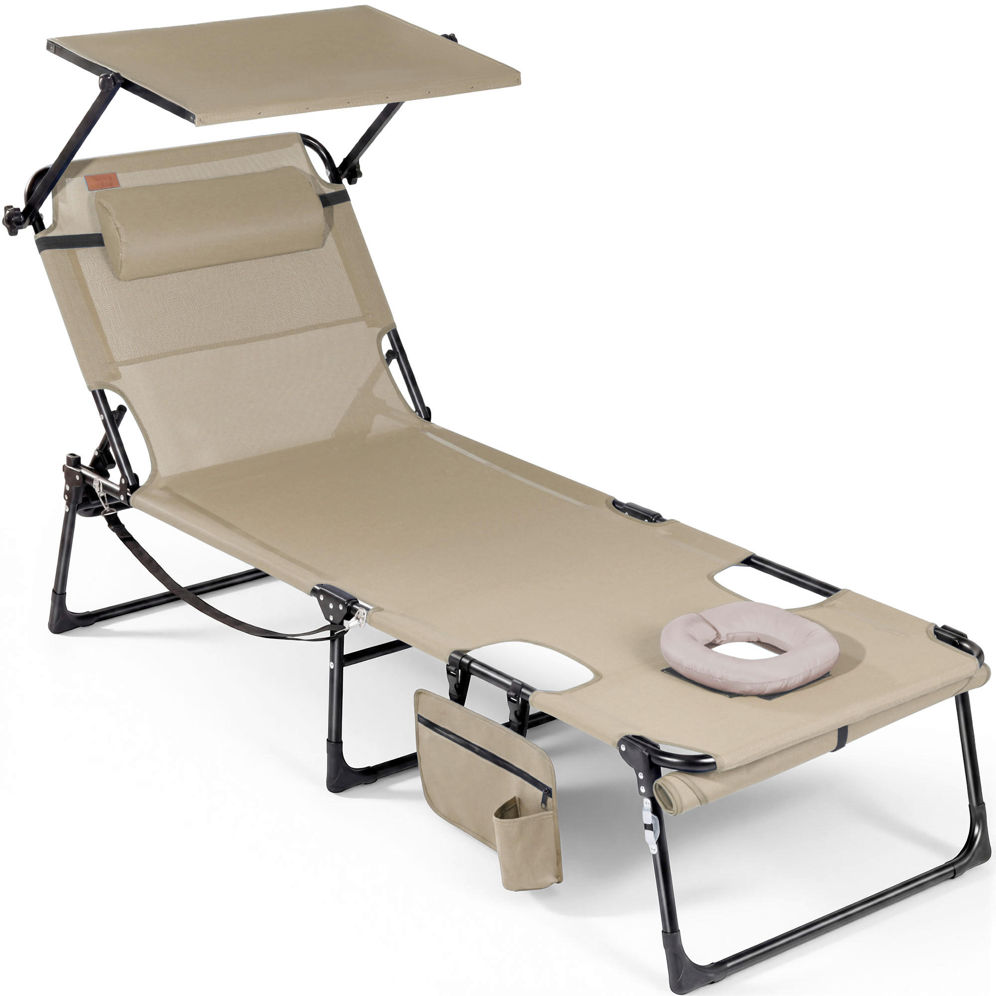 SONNENLIEGE 200/34/70 cm  - Anthrazit/Beige, Basics, Textil/Metall (200/34/70cm) - Modante