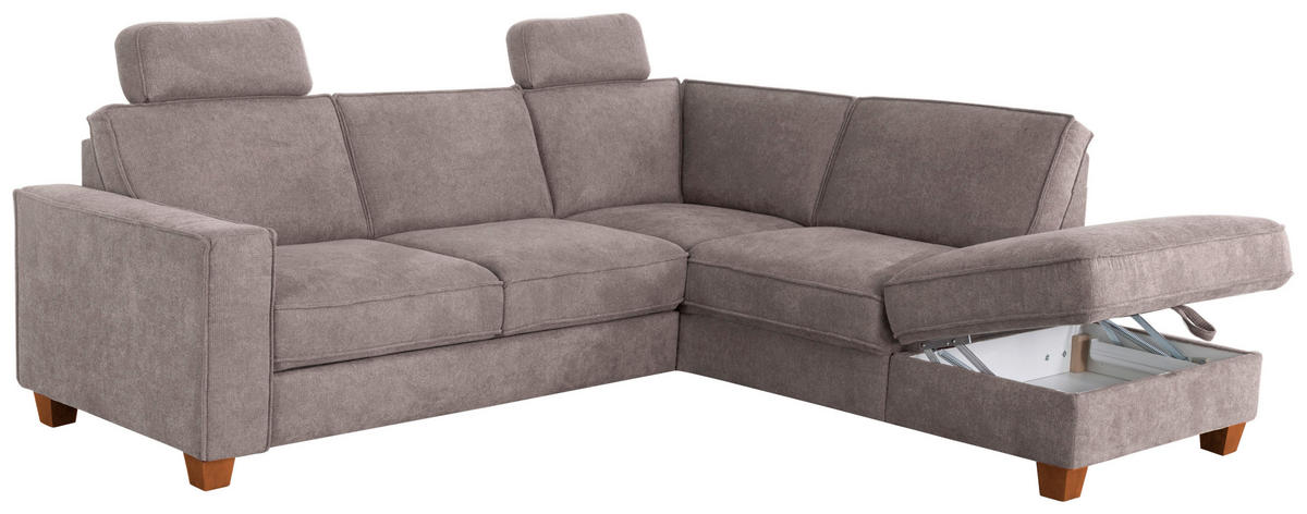 ECKSOFA in Flachgewebe Taupe  - Taupe/Eichefarben, Konventionell, Holz/Textil (236/213cm) - Sit & More