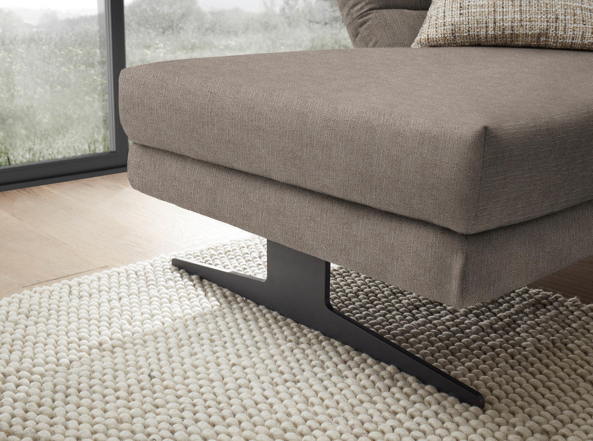 ECKSOFA in Flachgewebe Taupe  - Taupe/Schwarz, Design, Textil/Metall (176-217/279-327cm) - Dieter Knoll