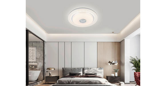 LED-DECKENLEUCHTE 38/8 cm - Chromfarben/Weiß, Trend, Kunststoff/Metall (38/8cm) - Novel