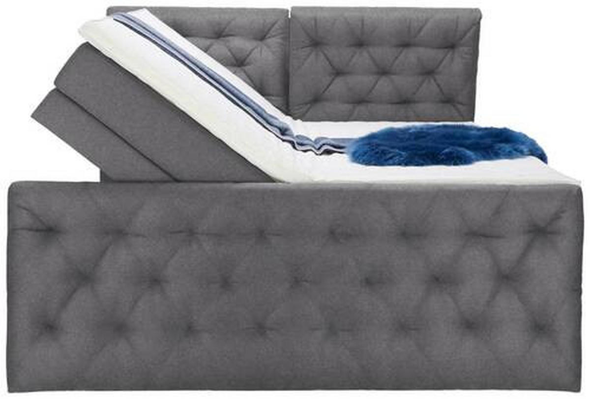 Pat Boxspring 180x200 Cm, 180/200 cm, gri - negru/gri, Design, plastic/textil (180/200cm) - Esposa