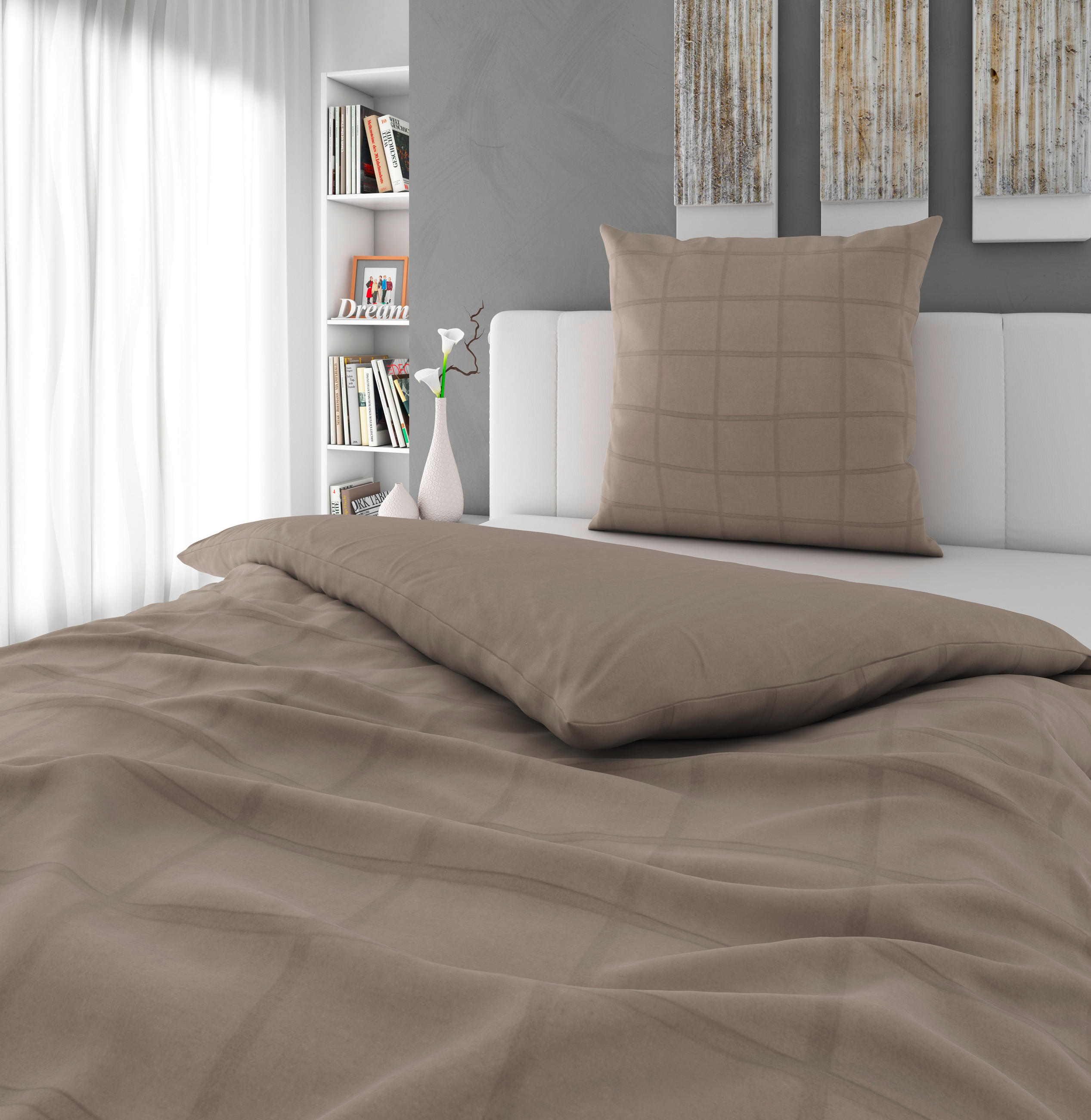 BETTWÄSCHE 135/200 cm DIAMANTE Makosatin  - Schlammfarben, Basics, Textil (135/200cm) - Novel