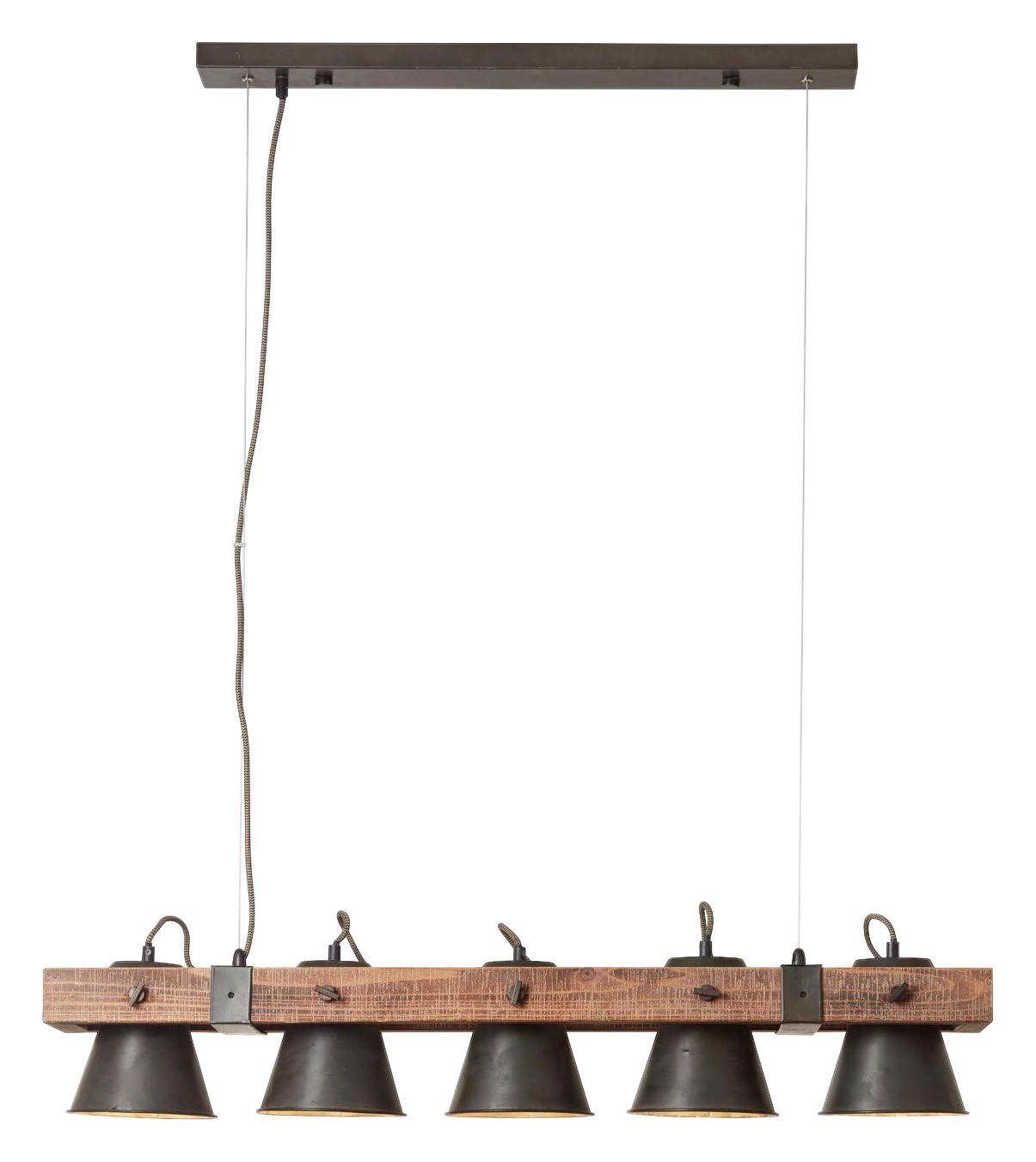 HÄNGELEUCHTE 95/20/115 cm    - Schwarz, Natur, Holz/Metall (95/20/115cm) - Brilliant
