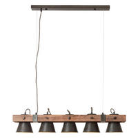 HÄNGELEUCHTE 95/20/115 cm    - Schwarz, Natur, Holz/Metall (95/20/115cm) - Brilliant